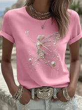 Women's Pink Pearl Print Casual T-shirt