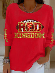 Women's Red Kingdom Football Casual Top