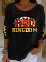 Women's Red Kingdom Football Casual Top