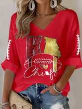 Women's Football Fans Lovers Gameday Casual Long-Sleeve Waffle T-shirt