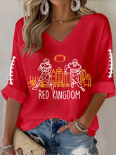 Women's Football Fans Lovers Gameday Casual Long-Sleeve Waffle T-shirt