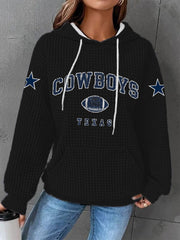 Women's American football waffle hooded sweatshirt