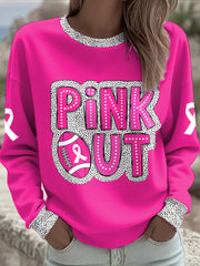 Women's Breast Cancer Awareness Pink Out Football Printed Sweatshirt
