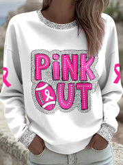 Women's Breast Cancer Awareness Pink Out Football Printed Sweatshirt