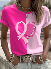 Women's Football combines with breast cancer short-sleeved T-shirt