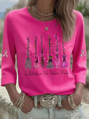 Women's In October We Wear Pink Printed Casual T-shirt