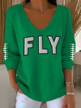 Women's Fly Eagles! Football Fans Lovers Gameday Casual Long-Sleeve Top