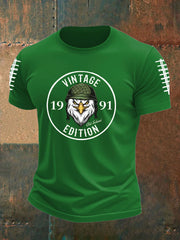 Men's Football Fans Lovers Gameday Casual imitation cotton short-sleeved T-shirt