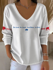 Women's Buffalo Football Lover Printed Tops