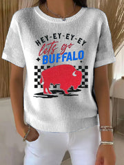 Vintage American Football Buffalo Bills Print Comfortable Casual Cotton Short-sleeved T-shirt
