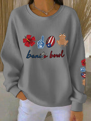 Women's benito bowl Ribbed Round-Neck Sweatshirt
