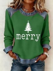 Women's Merry Christmas Tree Print Casual Sweatshirt