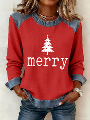 Women's Merry Christmas Tree Print Casual Sweatshirt