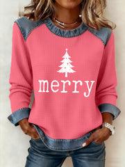 Women's Merry Christmas Tree Print Casual Sweatshirt