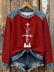 Women's Christmas Cross Print Casual Top