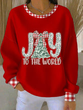 Women's Coquette Jesus Christmas Joy To The World Ribbed Round-Neck Sweatshirt