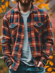 Men's Fall Plaid Pattern Vintage Shirt