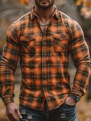 Men's Fall Plaid Pattern Vintage Shirt