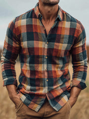 Men's Fall Plaid Pattern Vintage Shirt