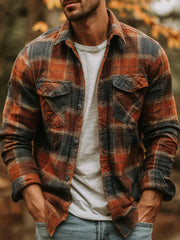 Men's Fall Plaid Pattern Vintage Shirt