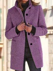 Women's Mid-Length Stand-Up Collar Coat