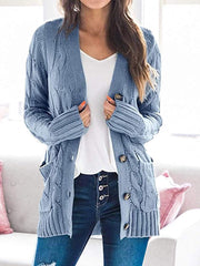 Women's Casual Mid-Length Knitted Cardigan