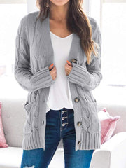 Women's Casual Mid-Length Knitted Cardigan