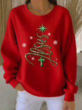 Women's Jesus Chriatmas Tree Ribbed Round-Neck Sweatshirt
