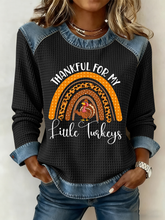 Women's Thankful For My Little Turkeys Print Top