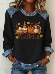 Women's Thanksgiving Pattern Patchwork Art Sweatshirt