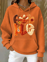 Women's Autumn Thanksgiving Faux Yarn Printed Hoodie