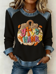Women's Thanksgiving Print Sweatshirt