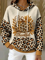 Women's Autumn Thanksgiving Faux Yarn Printed Hoodie