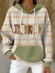 Women's Autumn Thanksgiving Faux Yarn Printed Hoodie