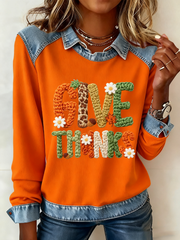 Women's Thanksgiving Print Regular Sweatshirt