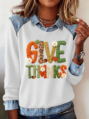 Women's Thanksgiving Print Regular Sweatshirt