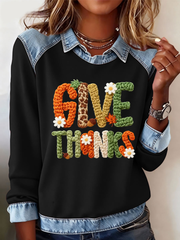 Women's Thanksgiving Print Regular Sweatshirt