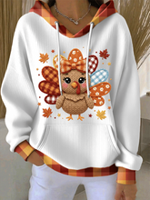 Women's Thanksgiving Print Casual Hooded Sweatshirt