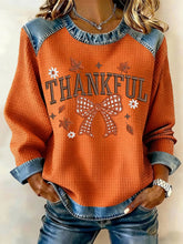 Women's Thanksgiving Print Waffle Sweatshirt