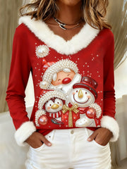 Women's Christmas Fur Collar Top