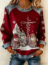 Women's Christmas Cross Print Casual Top