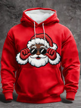 Men's Christmas Black Santa Claus Print Casual Hoodie