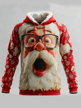 Men's Santa Claus Print Casual Hooded Sweatshirt