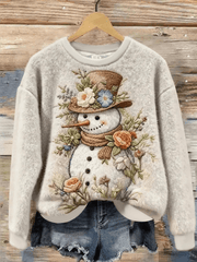Women's Christmas Snowman Print Casual Top