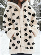 Women's Flannel Animal Paws Print Coats