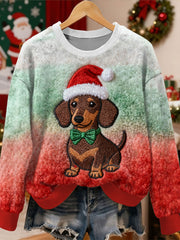 Gorgeous Christmas Dachshund Pattern Casual Long Sleeved Sweatshirt