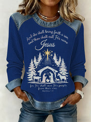 Women's Christmas Print Waffle Sweatshirt