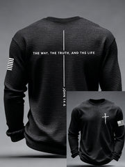 Men's Jesus The Way The Truth The Life Cross Waffle Long Sleeve T-Shirt