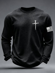 Men's Jesus The Way The Truth The Life Cross Waffle Long Sleeve T-Shirt