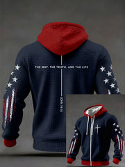 Men's Jesus The Way The Truth The Life John 14:6 Christian Cross Checkered Cotton Hoodie